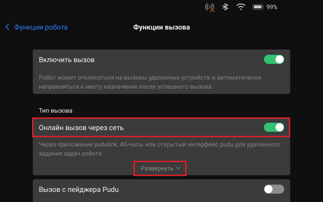 Включение удаленного вызова c PUDULink